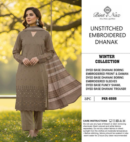 EMBROIDERY DHANAK DAMAN THREE PIECE