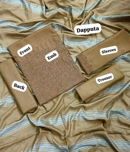 EMBROIDERY DHANAK DAMAN THREE PIECE