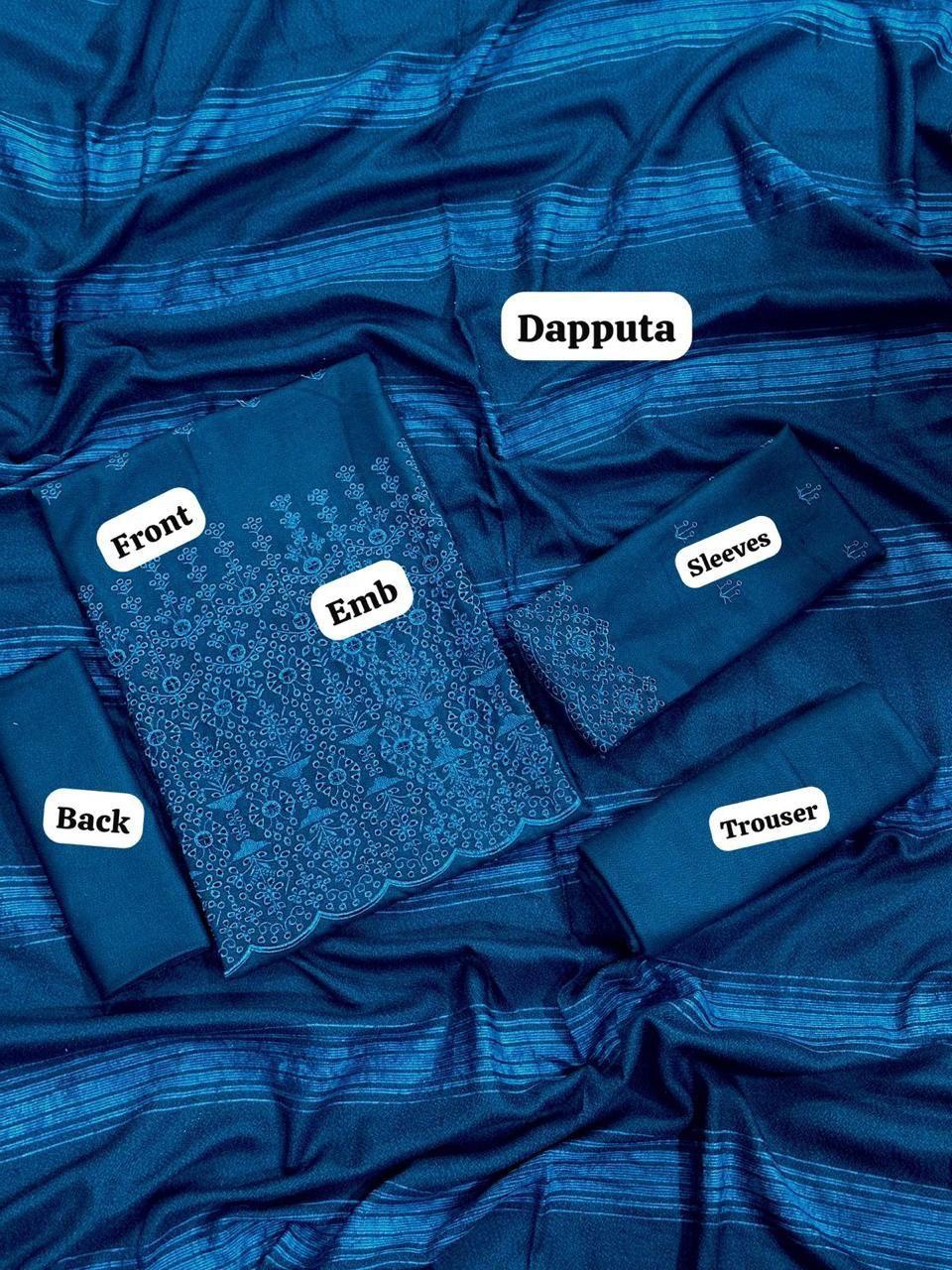 EMBROIDERY DHANAK DAMAN THREE PIECE