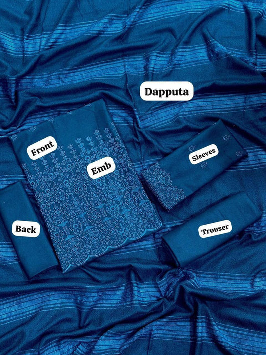 EMBROIDERY DHANAK DAMAN THREE PIECE