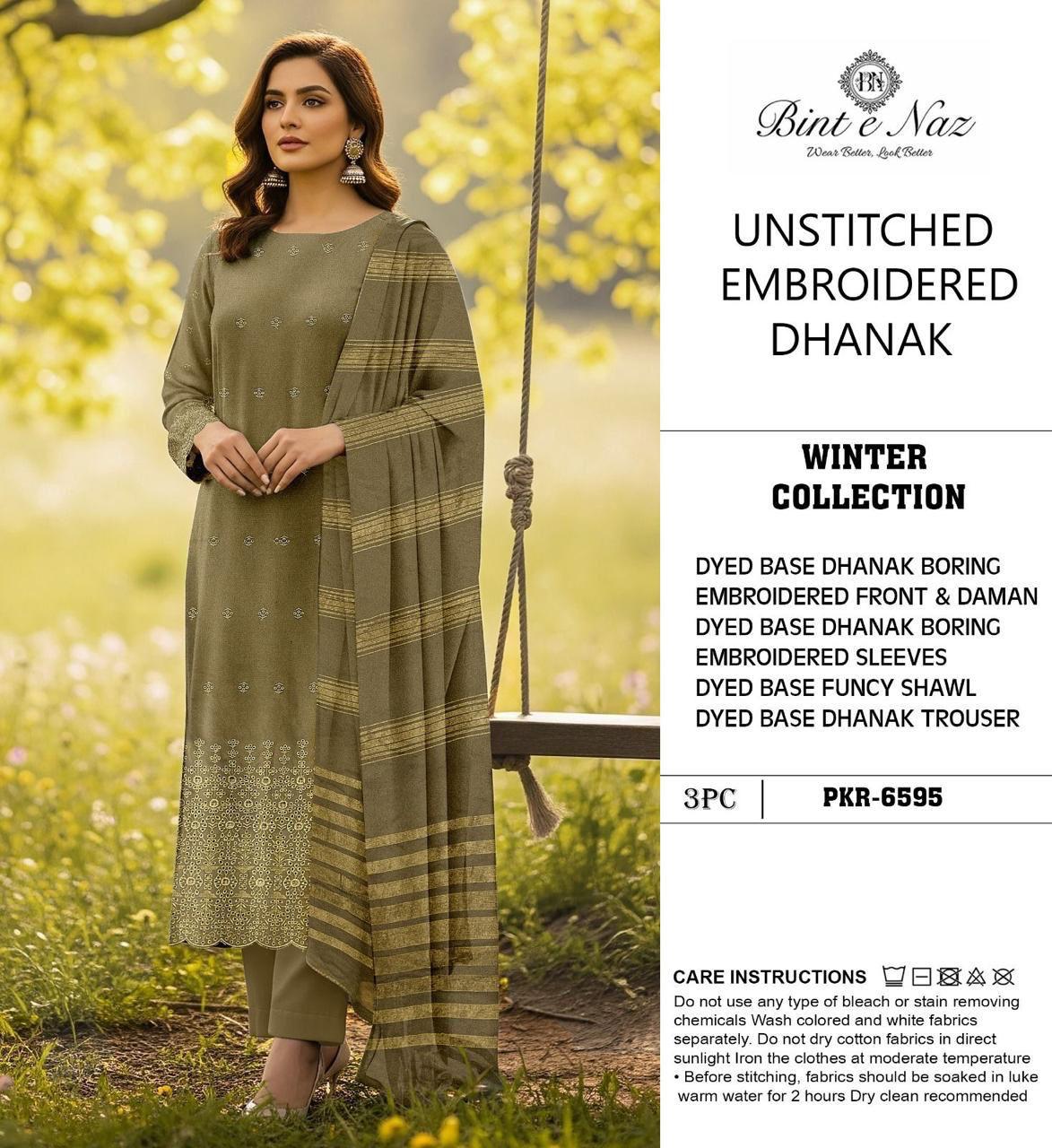 EMBROIDERY DHANAK DAMAN THREE PIECE