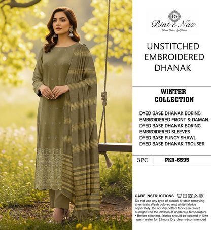 EMBROIDERY DHANAK DAMAN THREE PIECE