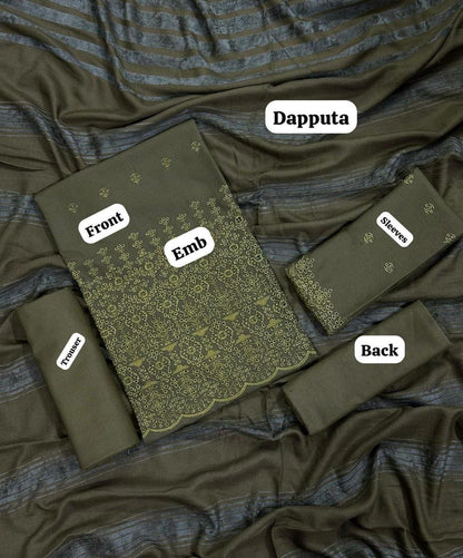 EMBROIDERY DHANAK DAMAN THREE PIECE