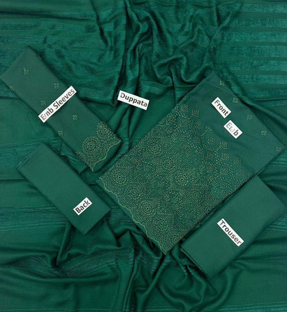 EMBROIDERY DHANAK DAMAN THREE PIECE