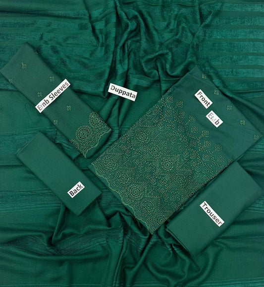 EMBROIDERY DHANAK DAMAN THREE PIECE