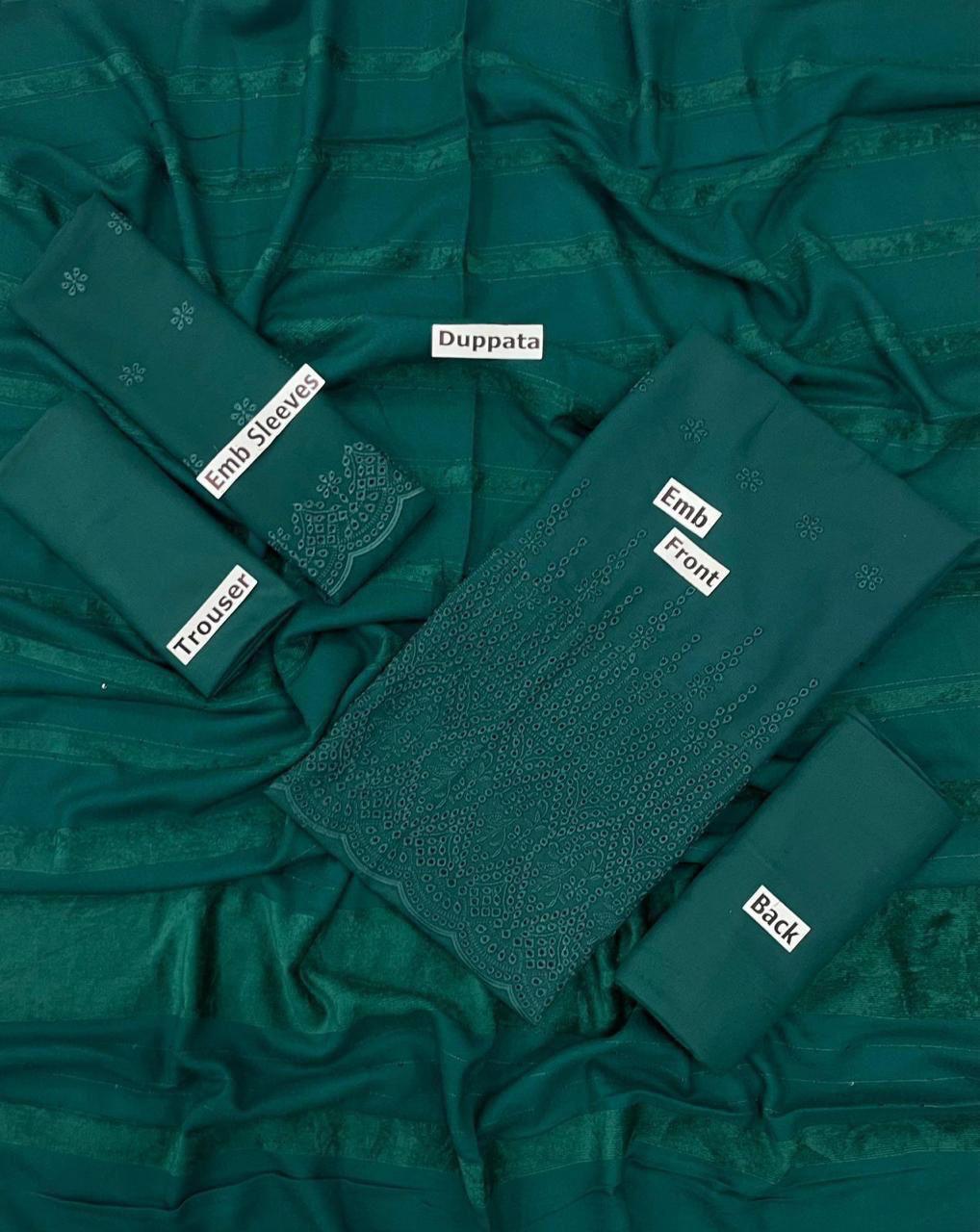 EMBROIDERY DHANAK DAMAN THREE PIECE