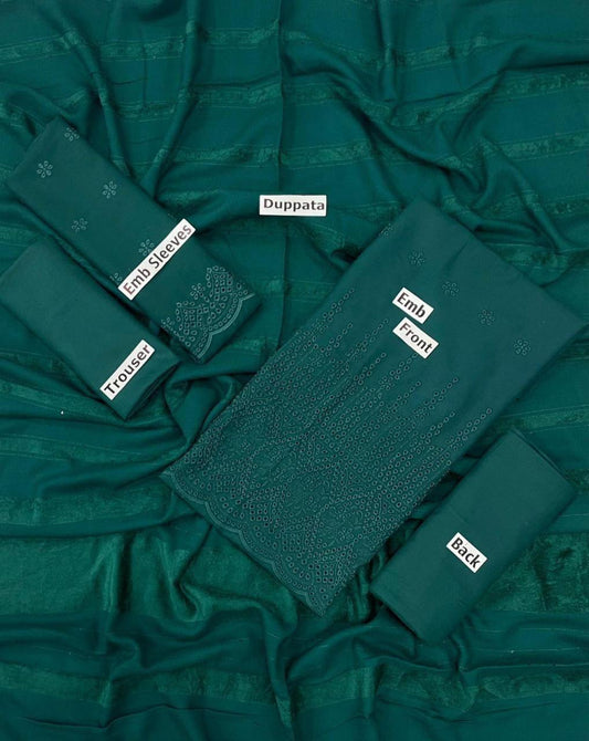 EMBROIDERY DHANAK DAMAN THREE PIECE