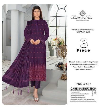 EMBROIDERY DHANAK DAMAN THREE PIECE