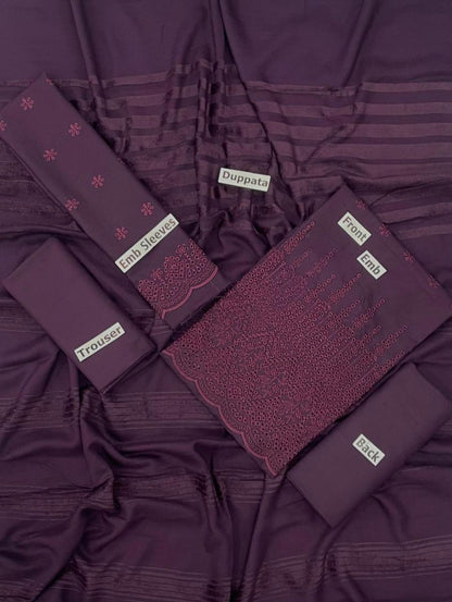 EMBROIDERY DHANAK DAMAN THREE PIECE