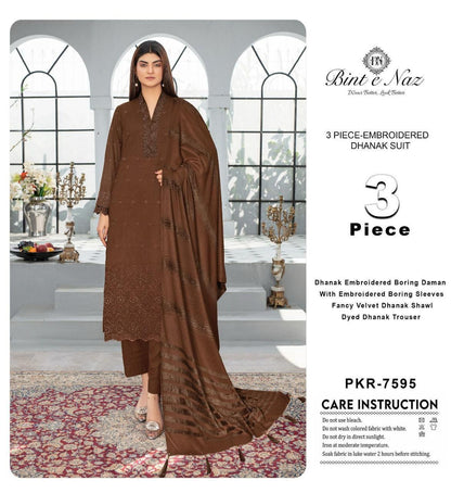 EMBROIDERY DHANAK DAMAN THREE PIECE