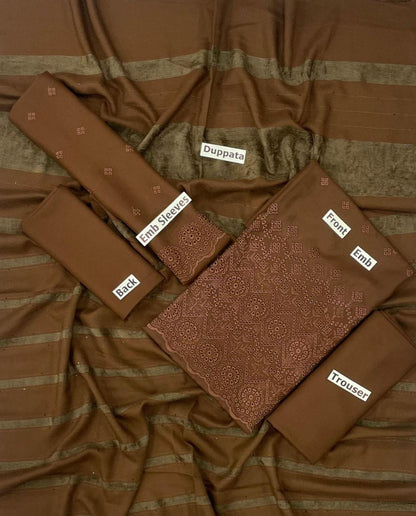 EMBROIDERY DHANAK DAMAN THREE PIECE