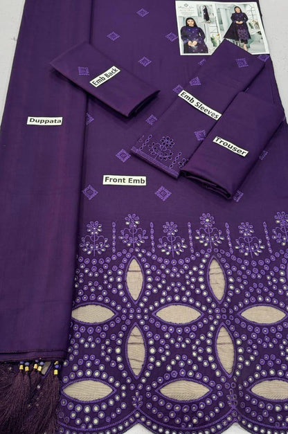 EMBROIDERY DHANAK DAMAN THREE PIECE