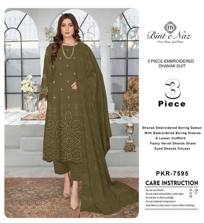 EMBROIDERY DHANAK DAMAN THREE PIECE