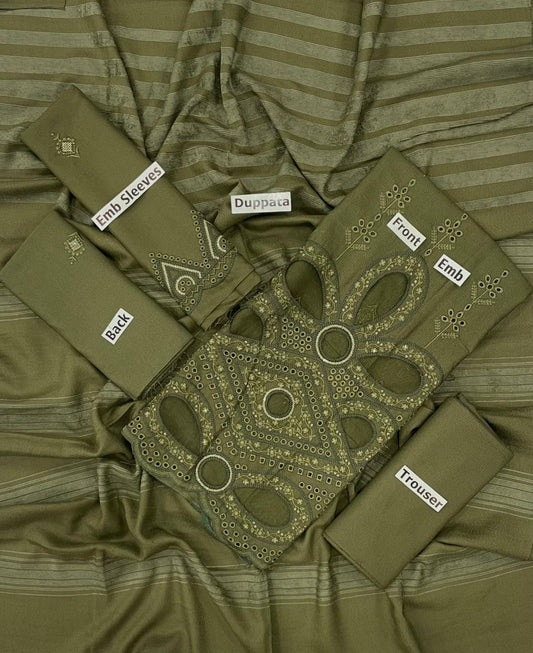 EMBROIDERY DHANAK DAMAN THREE PIECE