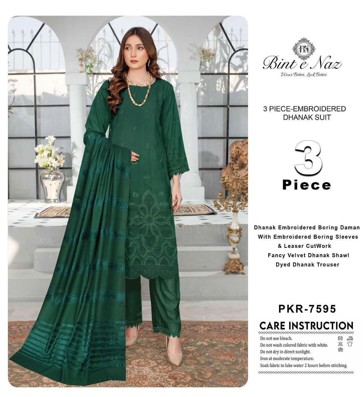 EMBROIDERY DHANAK DAMAN THREE PIECE