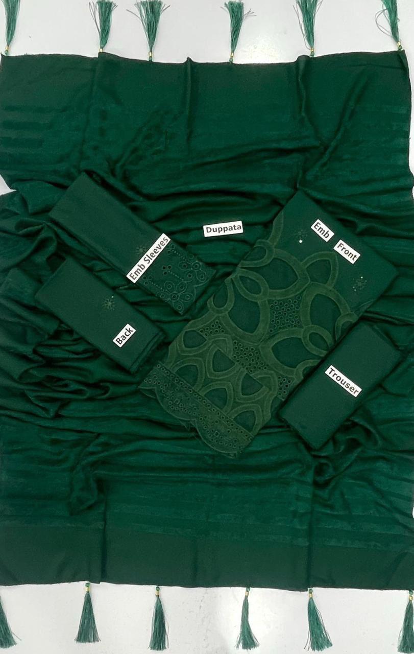 EMBROIDERY DHANAK DAMAN THREE PIECE