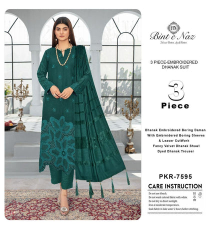 EMBROIDERY DHANAK DAMAN THREE PIECE