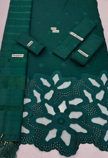 EMBROIDERY DHANAK DAMAN THREE PIECE