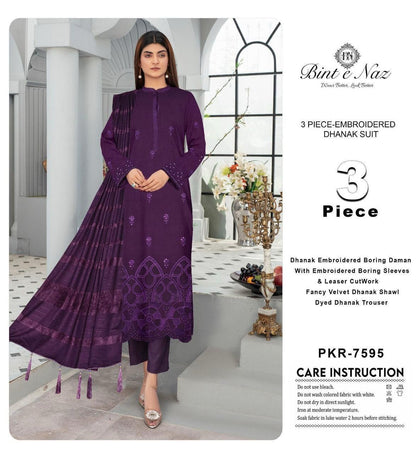 EMBROIDERY DHANAK DAMAN THREE PIECE