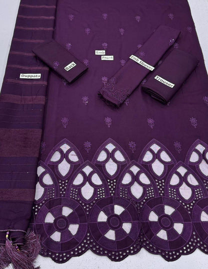 EMBROIDERY DHANAK DAMAN THREE PIECE