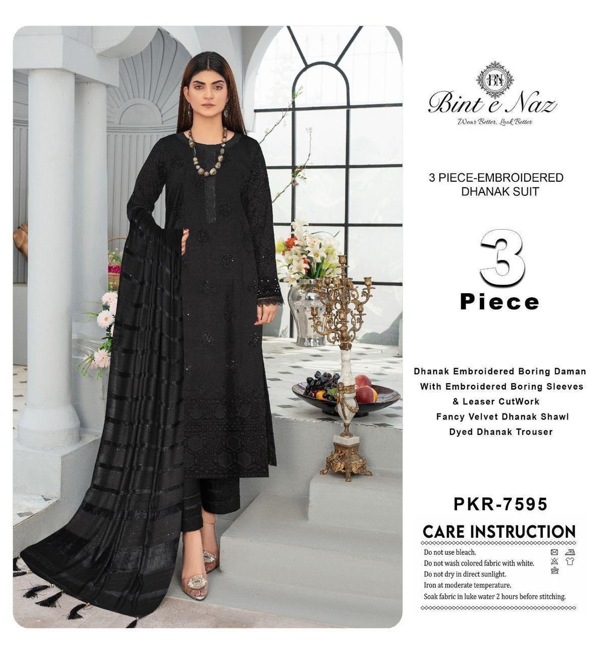 EMBROIDERY DHANAK DAMAN THREE PIECE