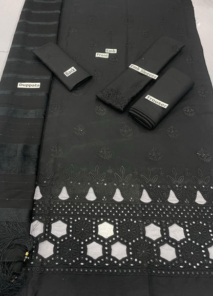 EMBROIDERY DHANAK DAMAN THREE PIECE