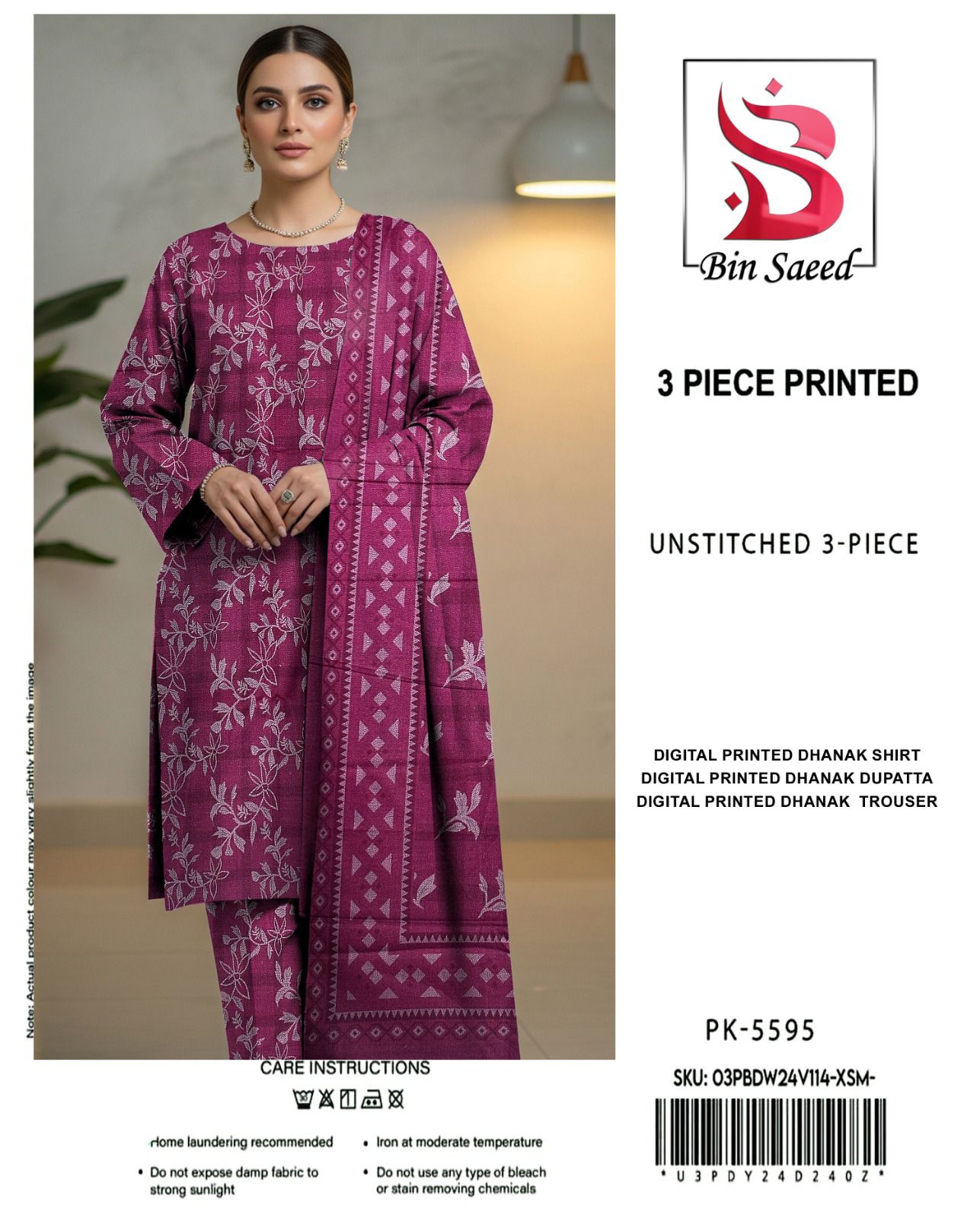 BIN SAEED DHANAK THREE PIECE