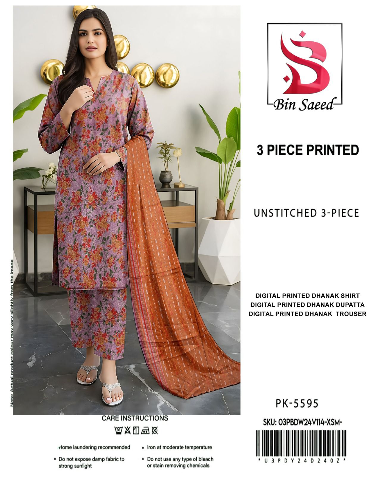 BIN SAEED DHANAK THREE PIECE