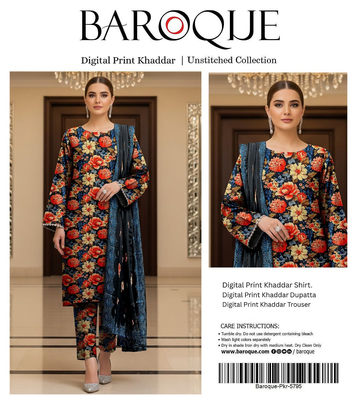 BAROQUE KHADDAR THREE PIECE