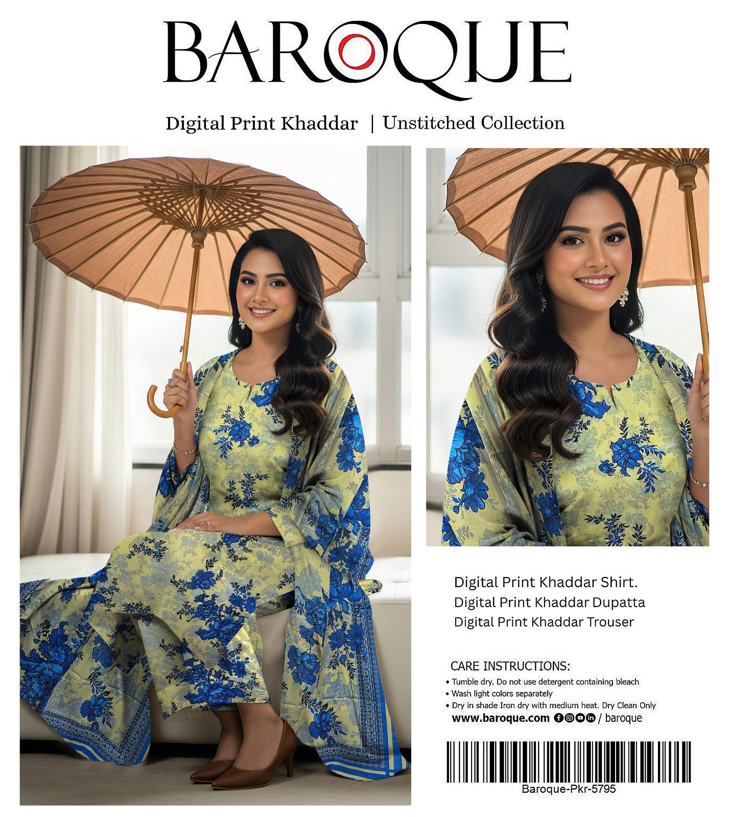 BAROQUE KHADDAR THREE PIECE