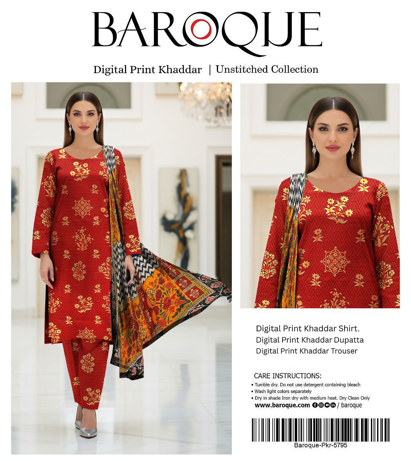 BAROQUE KHADDAR THREE PIECE