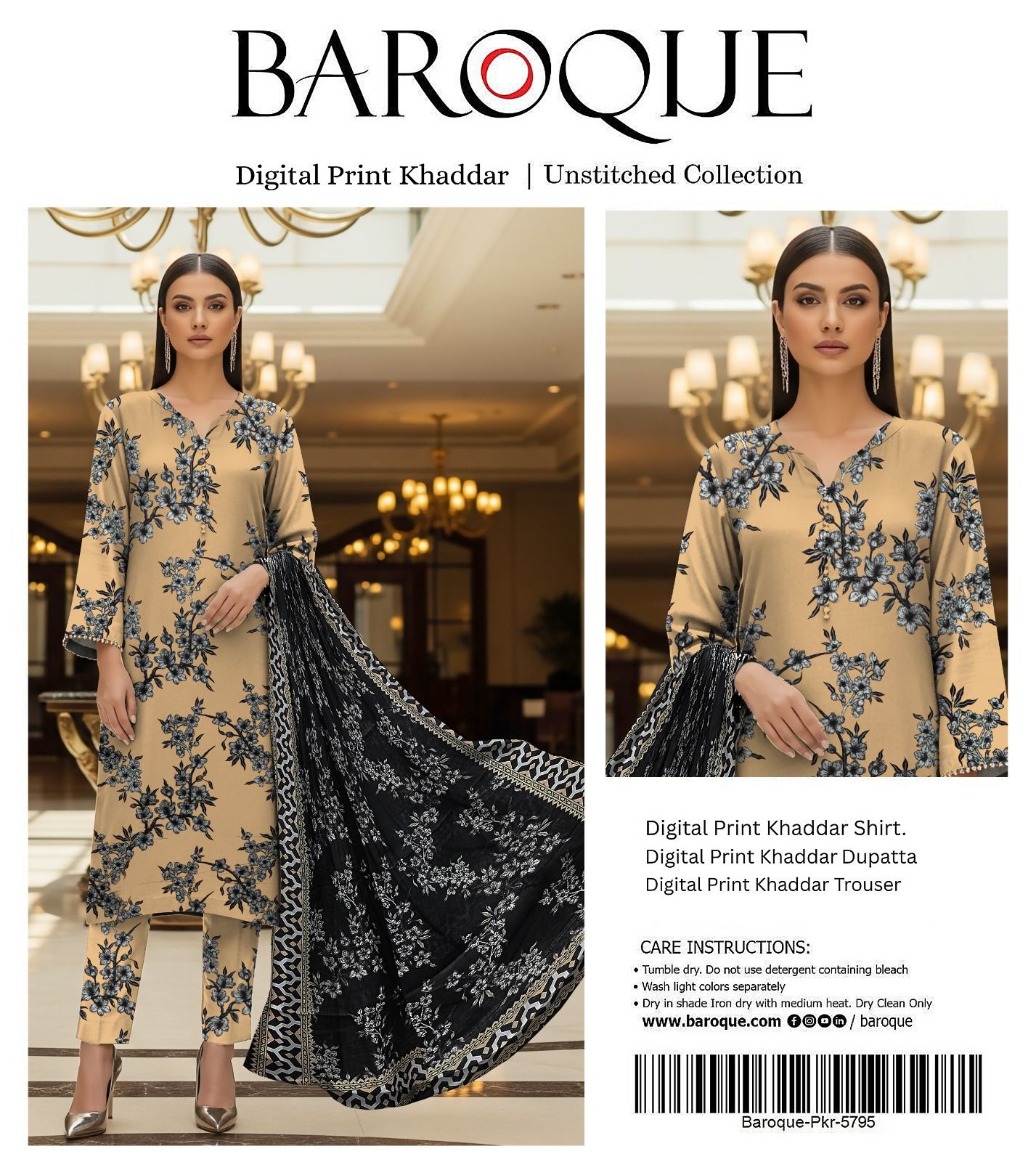 BAROQUE KHADDAR THREE PIECE