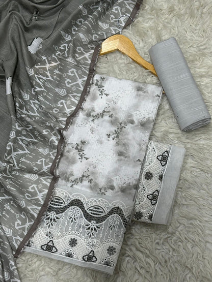 AL KARAM EMBROIDERY PATCHES KHADDAR THREE PIECE