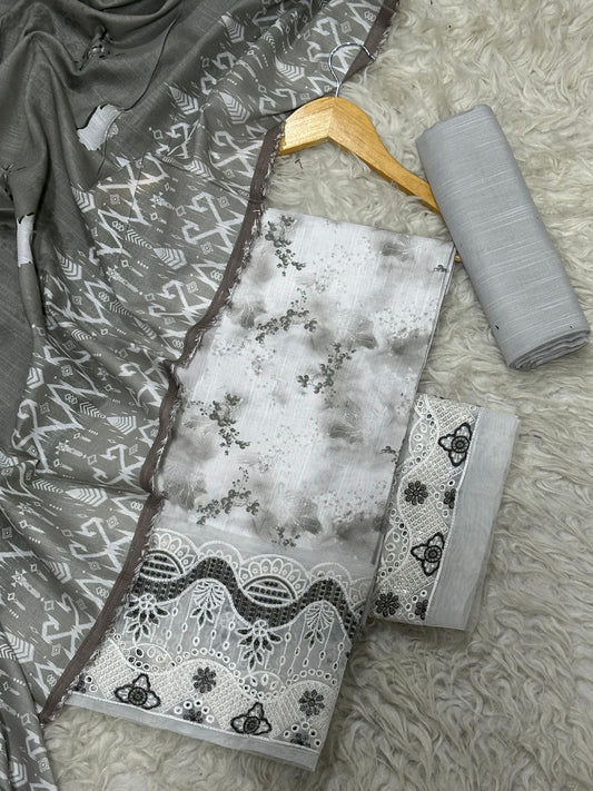 AL KARAM EMBROIDERY PATCHES KHADDAR THREE PIECE