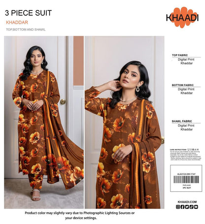 KHAADI KHADDAR THREE PIECE