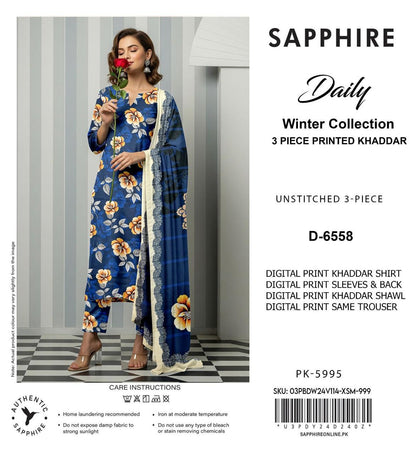 SAPPHIRE KHADDAR THREE PIECE