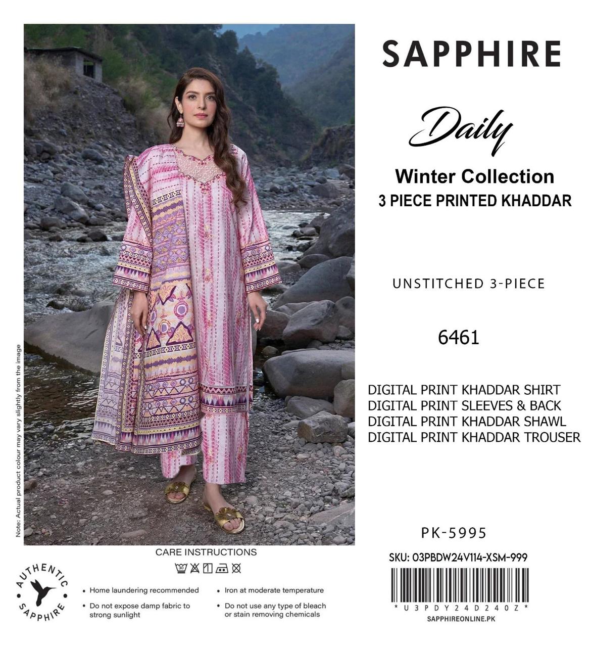 SAPPHIRE KHADDAR THREE PIECE