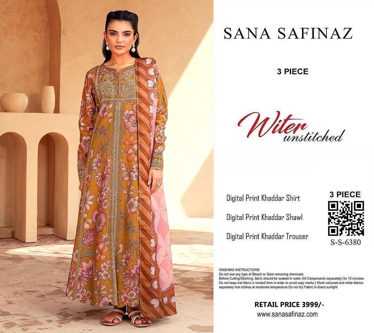 SANA SAFINA KHADDAR THREE PIECE