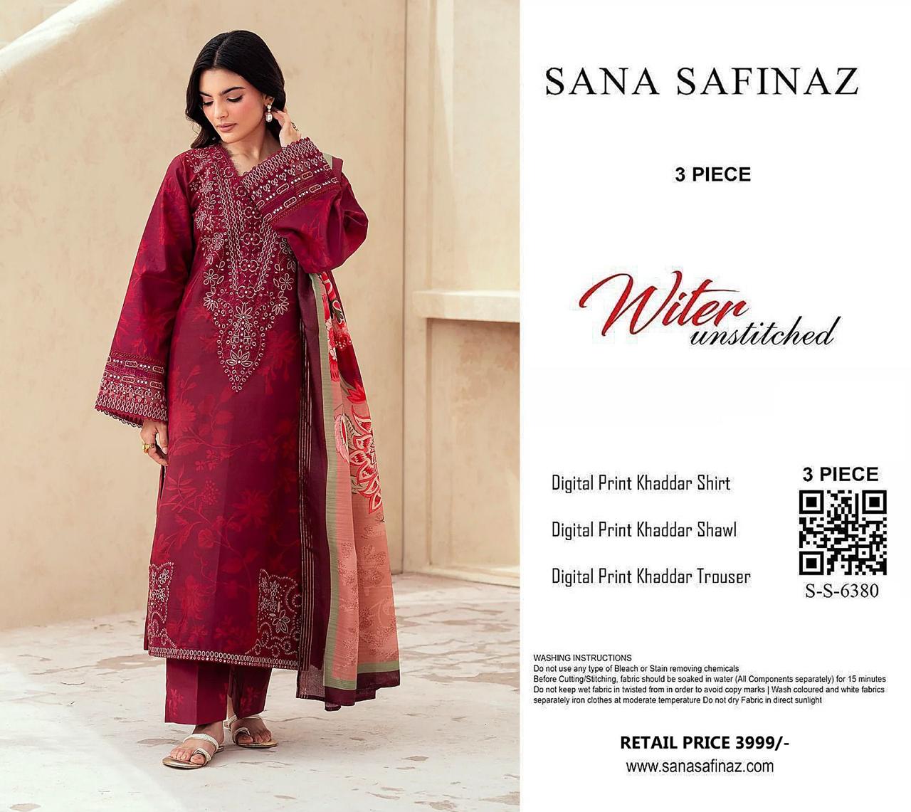 SANA SAFINA KHADDAR THREE PIECE