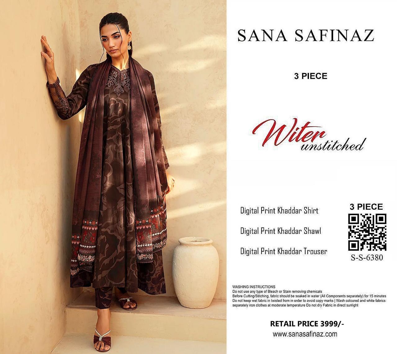 SANA SAFINA KHADDAR THREE PIECE