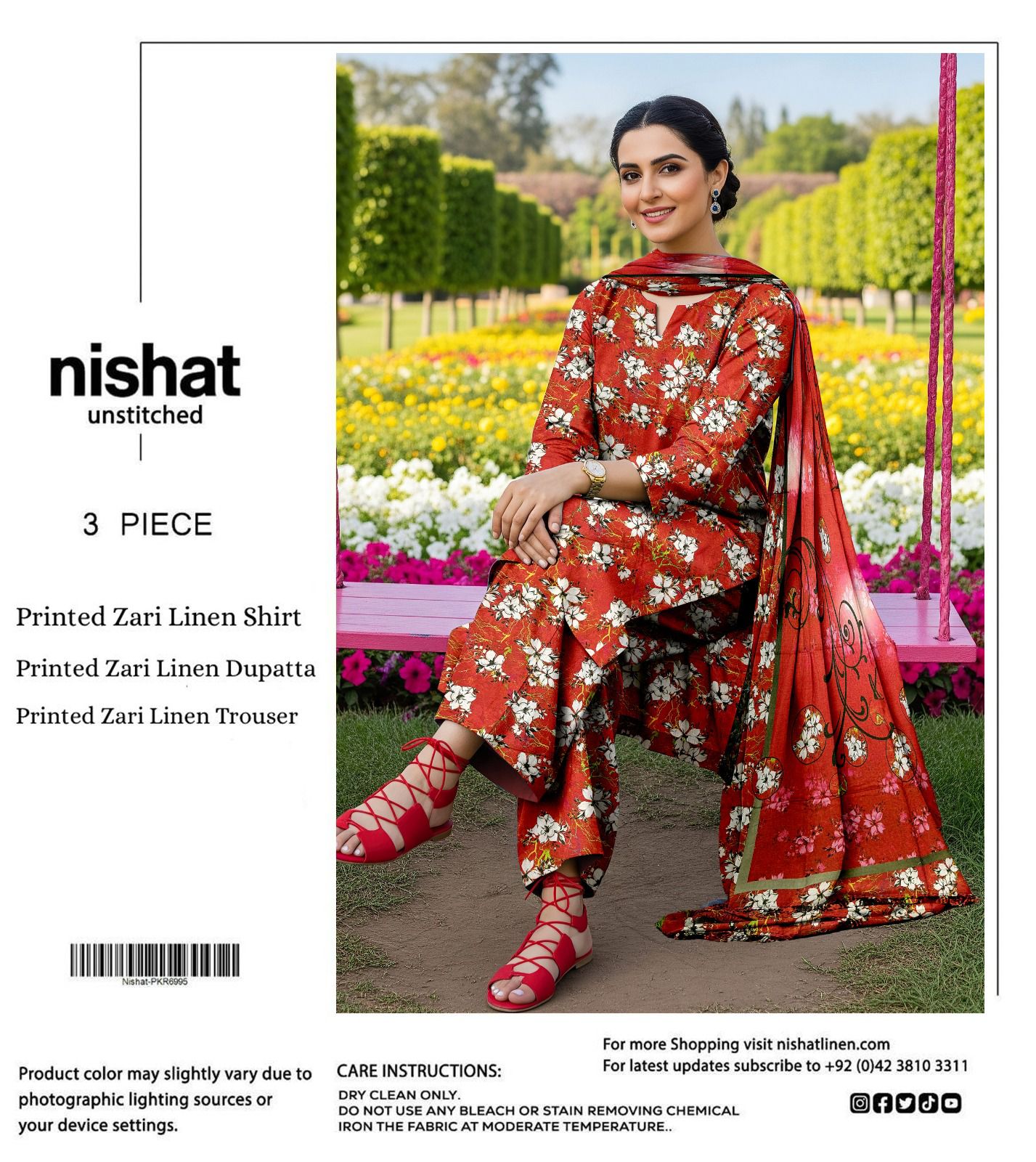 NISHAT ZARI LINEN THREE PIECE