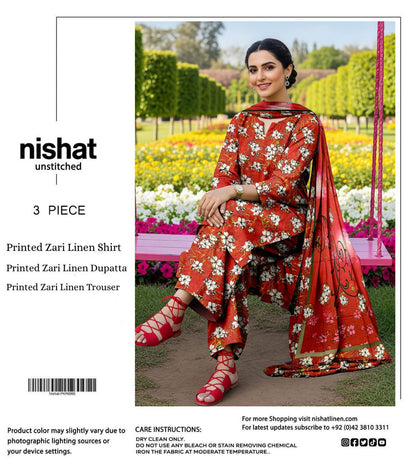 NISHAT ZARI LINEN THREE PIECE