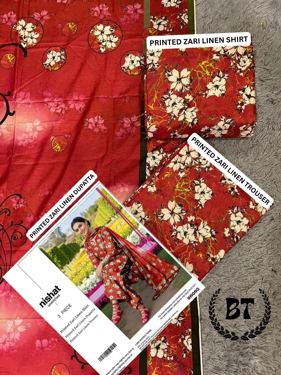 NISHAT ZARI LINEN THREE PIECE