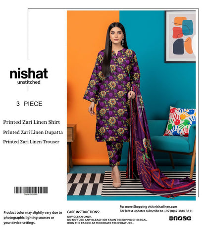 NISHAT ZARI LINEN THREE PIECE