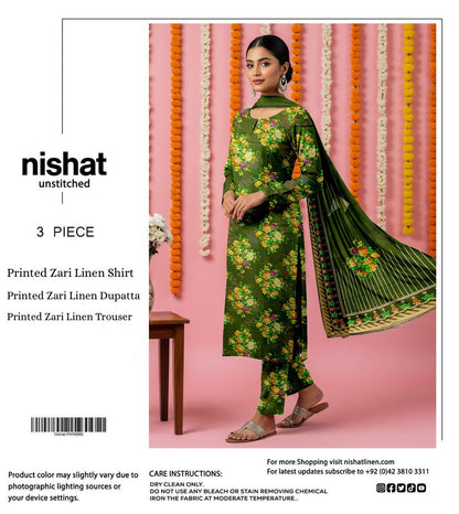 NISHAT ZARI LINEN THREE PIECE