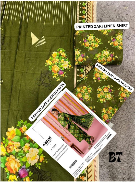 NISHAT ZARI LINEN THREE PIECE