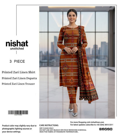 NISHAT ZARI LINEN THREE PIECE