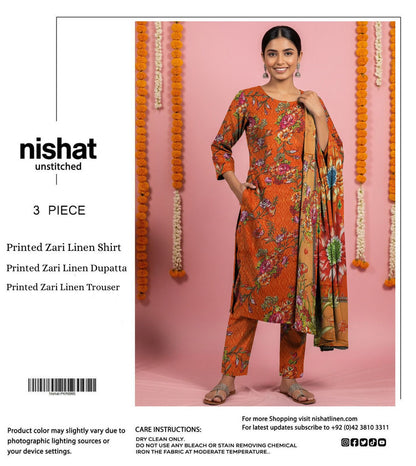 NISHAT ZARI LINEN THREE PIECE
