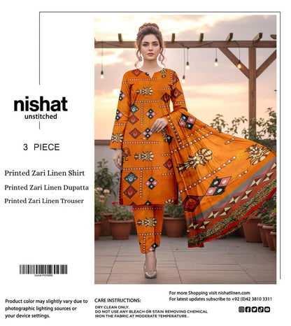 NISHAT ZARI LINEN THREE PIECE
