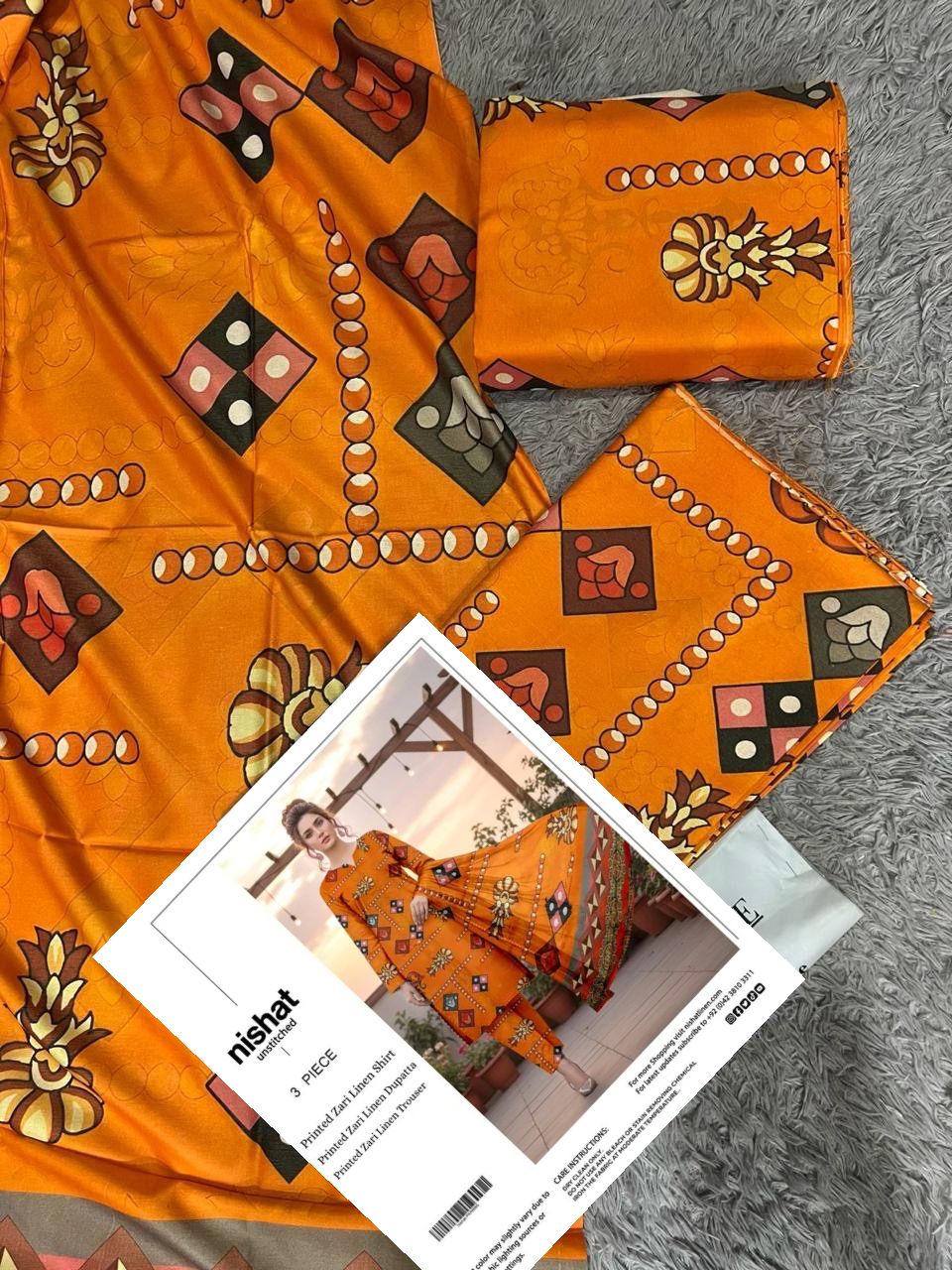 NISHAT ZARI LINEN THREE PIECE